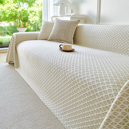 Fresh Geometric Sofa Throw Cover, Modern Textured Breathable Couch Protector Blanket