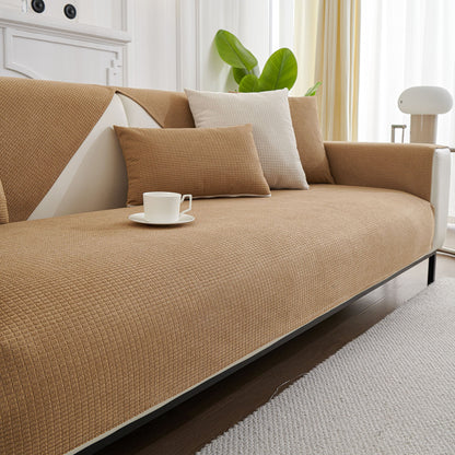 Water-Resistant Waffle Textured Sofa Cover, Non-Slip Couch Protector for Pets & Kids