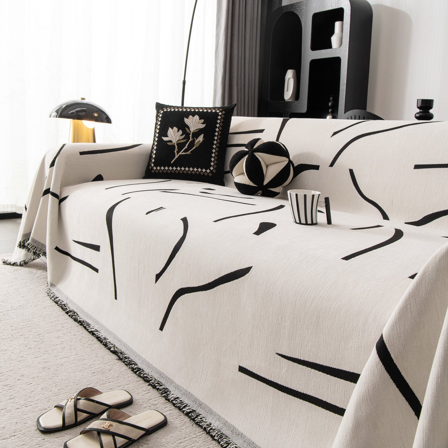 Modern Abstract Couch Cover Blanket, Decor Furniture Protector for Sectional Sofa