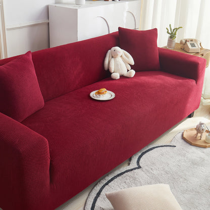 Grid Textured Stretch Sofa Cover, Soft Elastic Slipcover for Couch Protection
