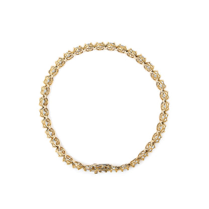 14K Yellow Gold 5.0 Cttw Diamond Scalloped Link Tennis Bracelet