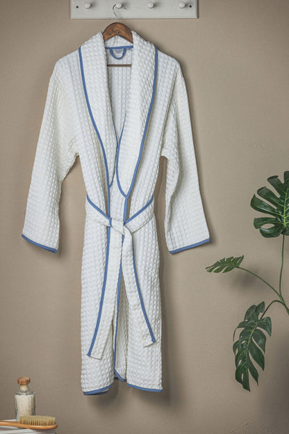 Waffle Weave Bath Robe - White