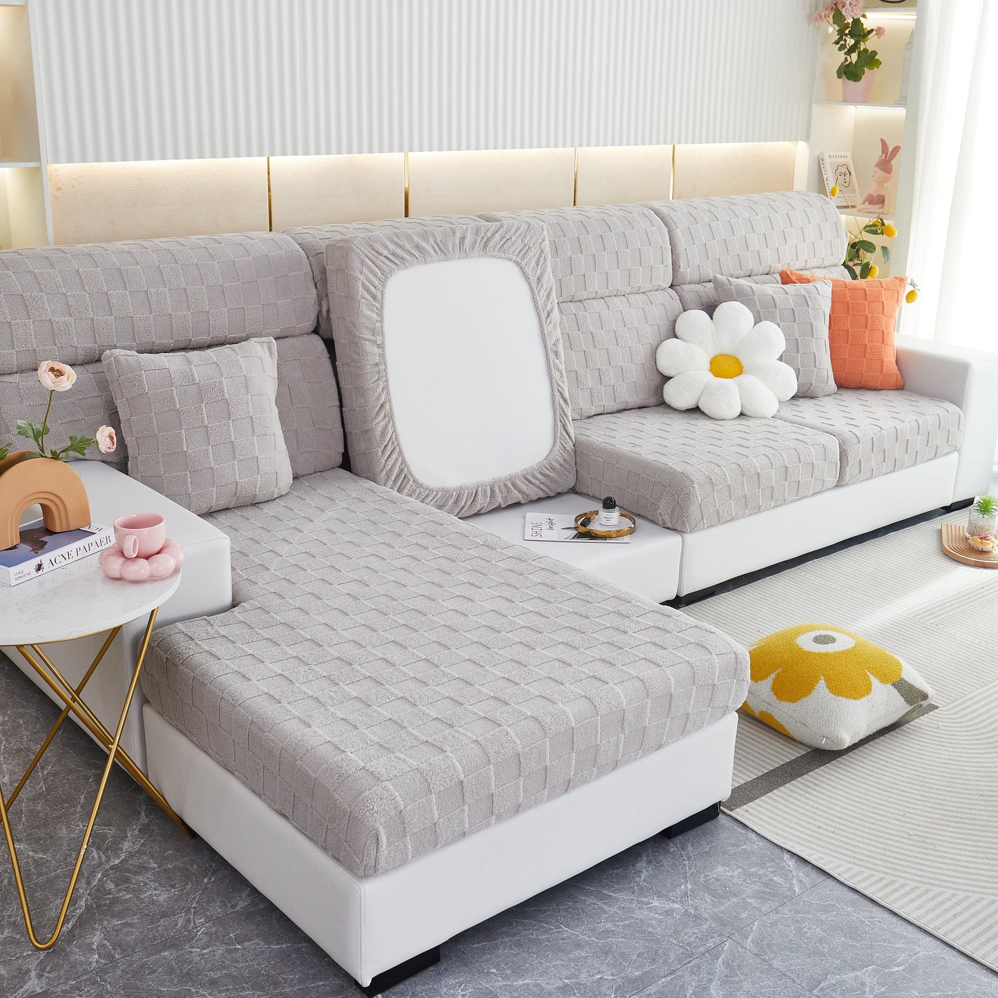 Stretchable Cotton Velvet Sofa Cover Furniture Covers for Pets Slipcovers and Couch Cushion Covers