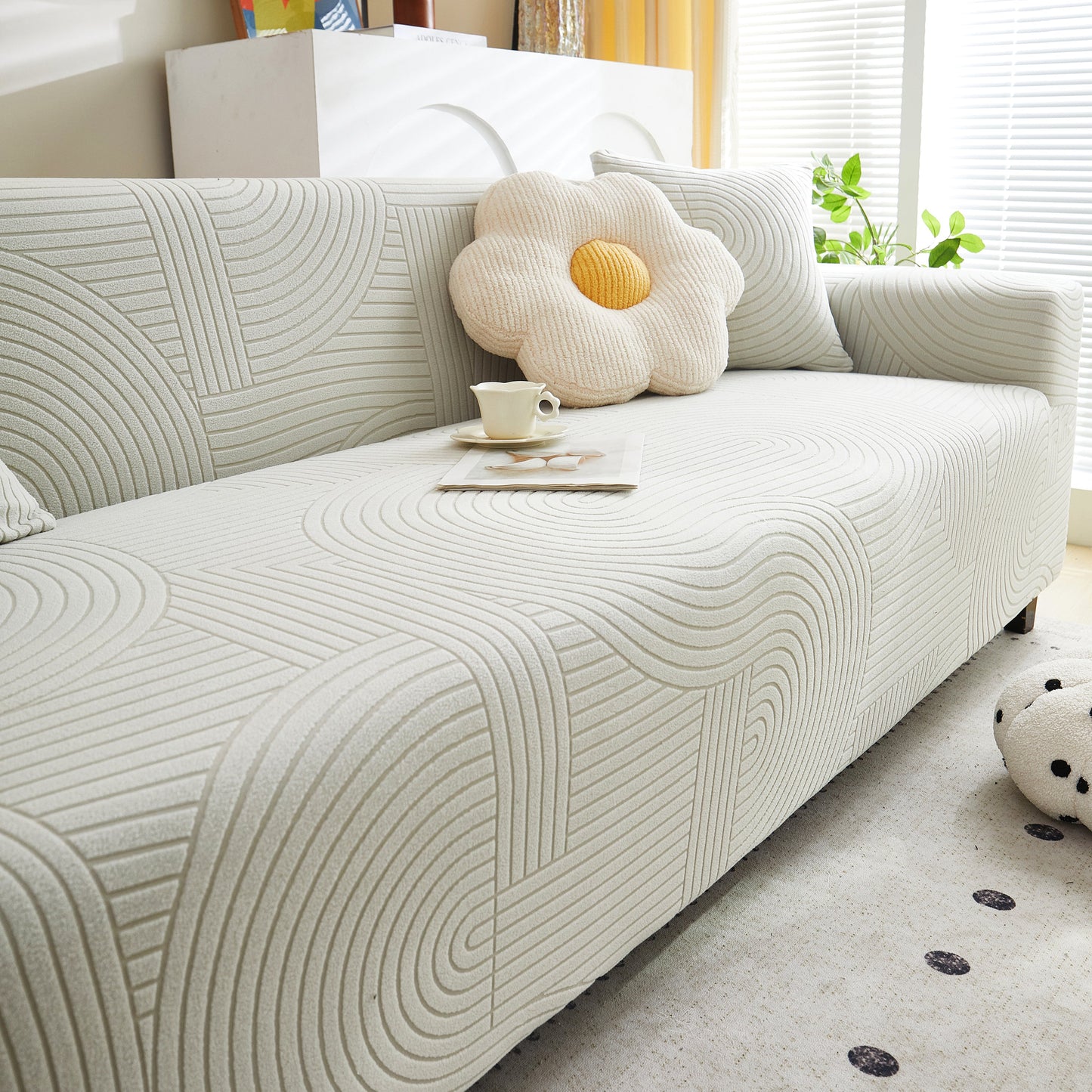 Fleece Stretch Sofa Slipcover Washable Soft Spandex Couch Cover Furniture Protector