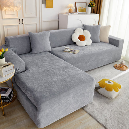 L Shape Couch Cover Stretch Soft Sectional Sofa Cover Furniture Protector Slipcover for Couch with 1pcs Free Pillowcases