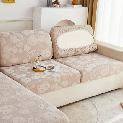 Cherry Cute Cooling Silk Fabric Stretch Couch Cushion Covers, Non-Slip Furniture Protector for Kids