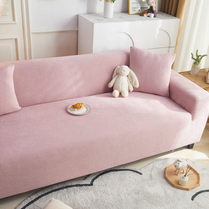 Grid Textured Stretch Sofa Cover, Soft Elastic Slipcover for Couch Protection