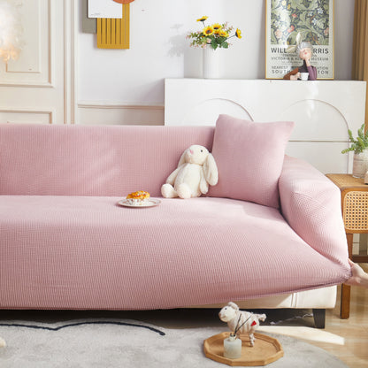 Grid Textured Stretch Sofa Cover, Soft Elastic Slipcover for Couch Protection