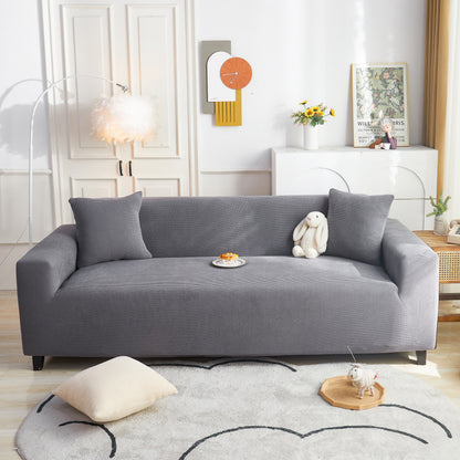 Grid Textured Stretch Sofa Cover, Soft Elastic Slipcover for Couch Protection