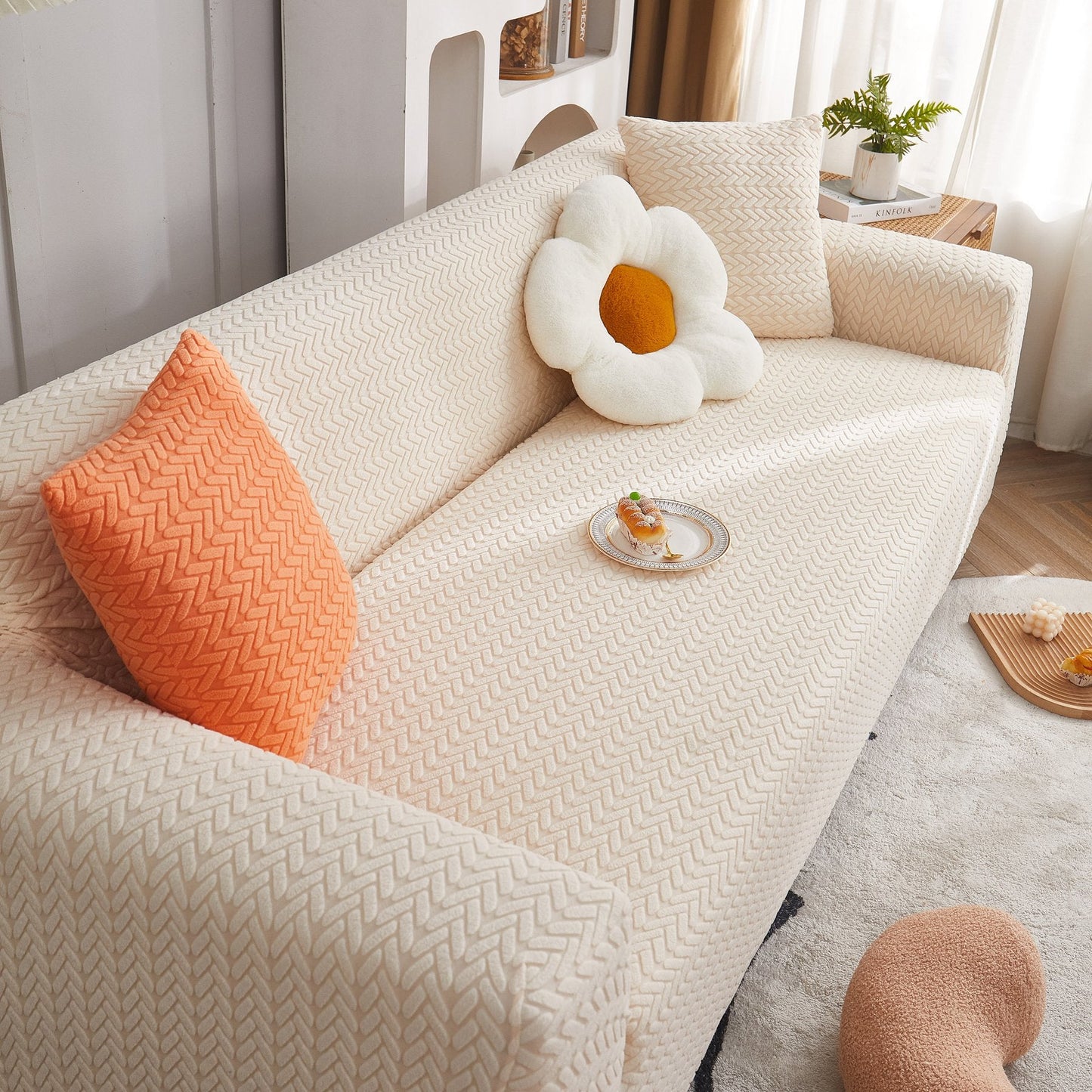 3D Geometric Stretch Sofa Slipcovers Non Slip Pet Friendly Washable Fitted Sofa Covers