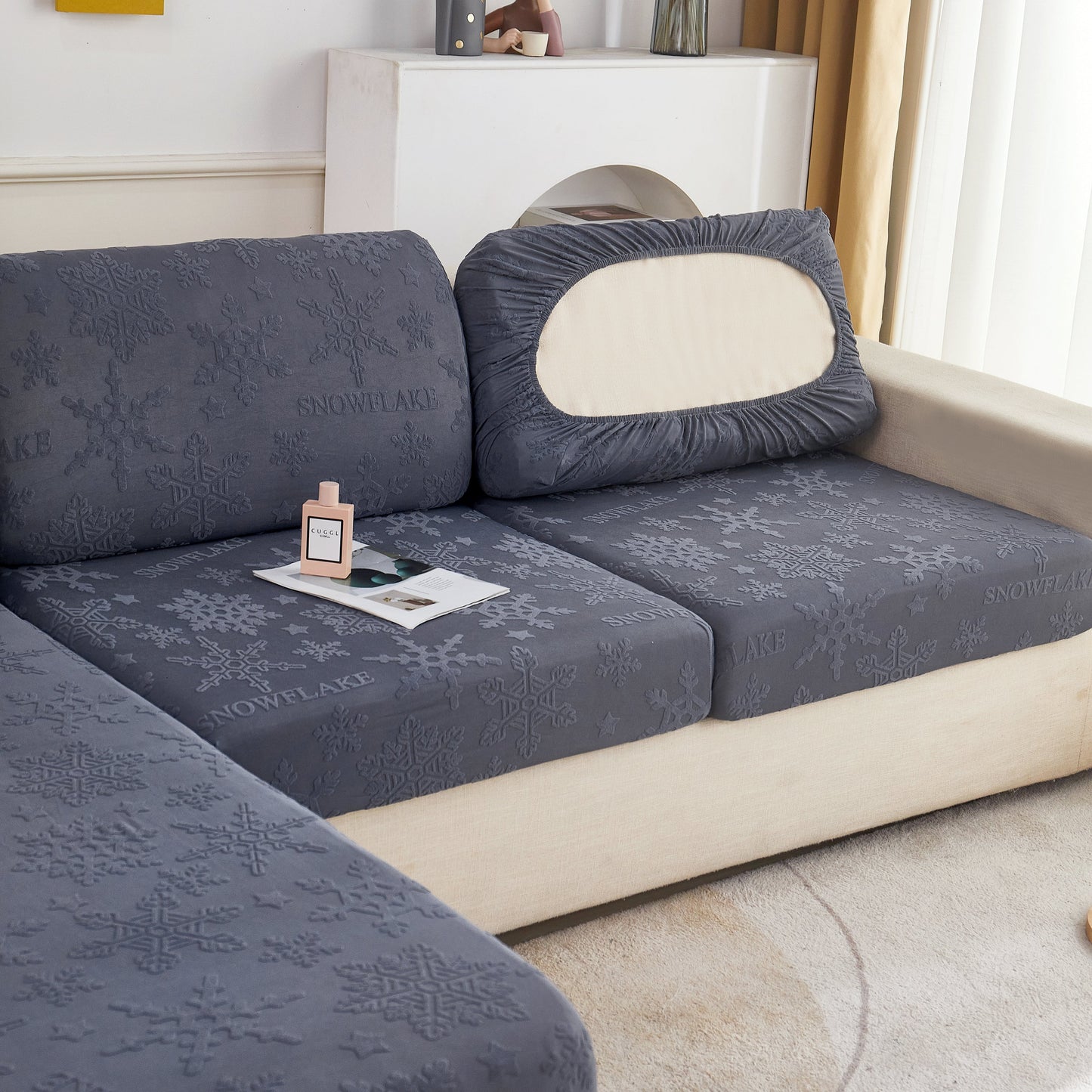 Cooling Silk Fabric Stretchable Cushion Cover, Non-Slip Furniture Protector for Kids, Chaise Lounge Cushion Covers