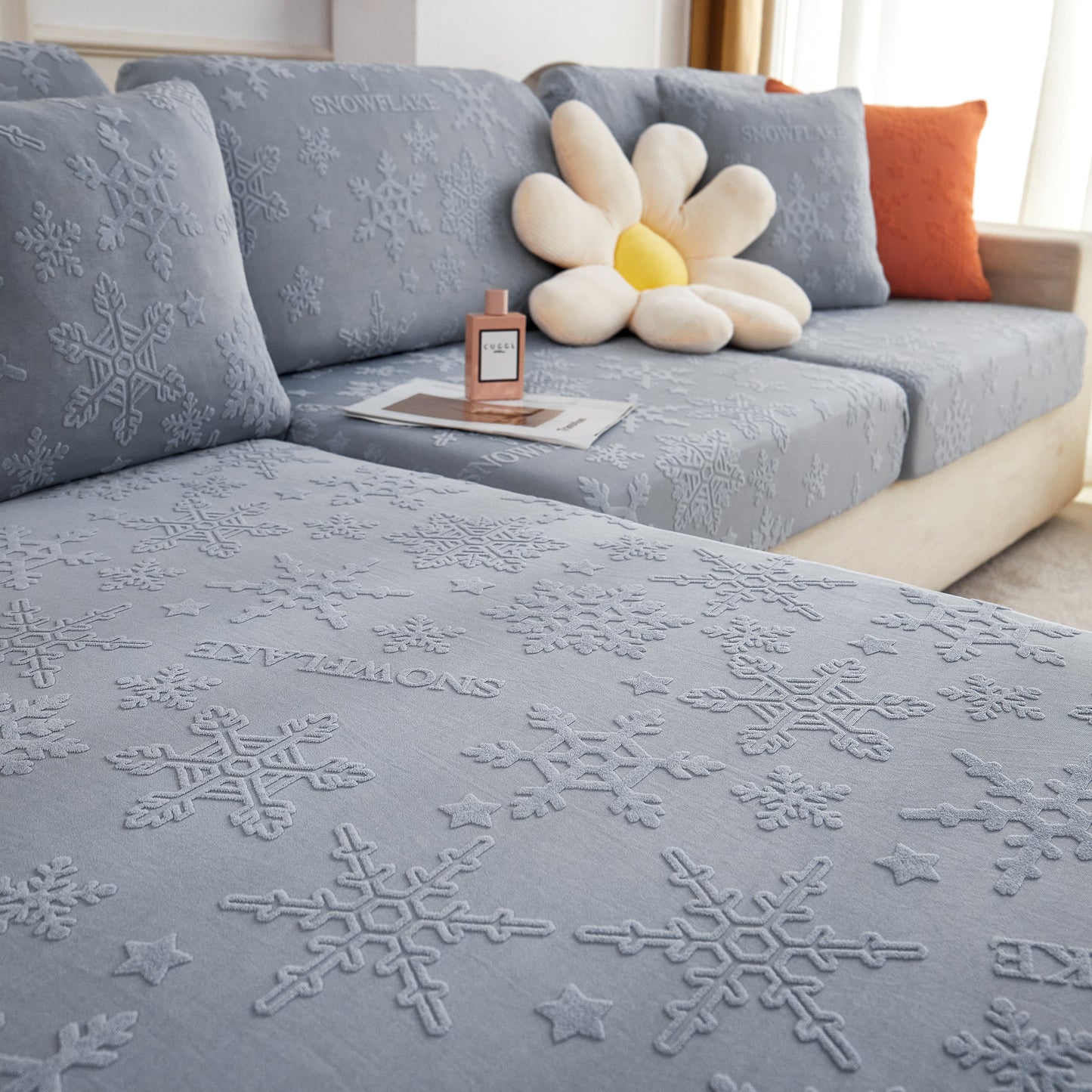 Cooling Silk Fabric Stretchable Cushion Cover, Non-Slip Furniture Protector for Kids, Chaise Lounge Cushion Covers