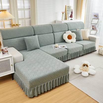 Stretch Sofa Covers with Skirt for Couch Seat and Cushion, Chaise, Sectional, 1/2/3/4 Seater Sofas