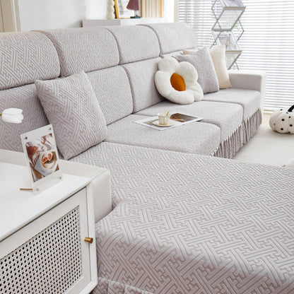 Stretch Sofa Covers with Skirt for Couch Seat and Cushion, Chaise, Sectional, 1/2/3/4 Seater Sofas