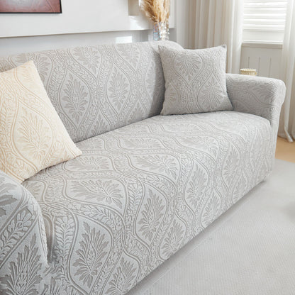 3D Baroque Floral Stretch Sofa Cover Elastic Polar Fleece Couch Slipcover with Straps
