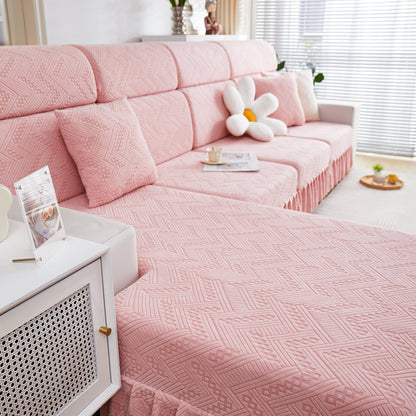 Stretchable Chaise Lounge Sofa Covers and Couch Seat Covers with Skirt for Sectional Couches