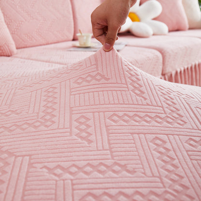 Stretchable Chaise Lounge Sofa Covers and Couch Seat Covers with Skirt for Sectional Couches