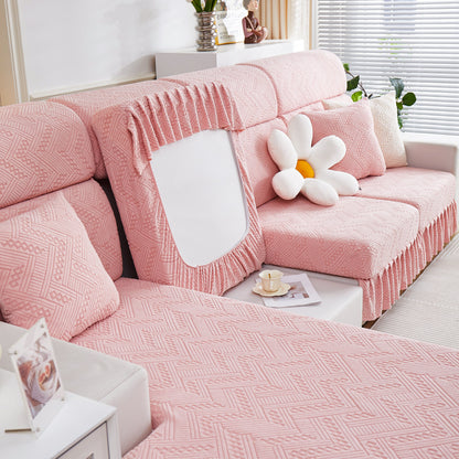 Stretchable Chaise Lounge Sofa Covers and Couch Seat Covers with Skirt for Sectional Couches