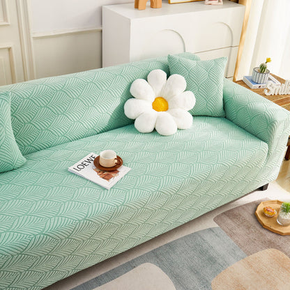 3D Leaves Jacquard Couch Slipcovers Non-Slip Cozy Stretchy Couch Covers for Sectional