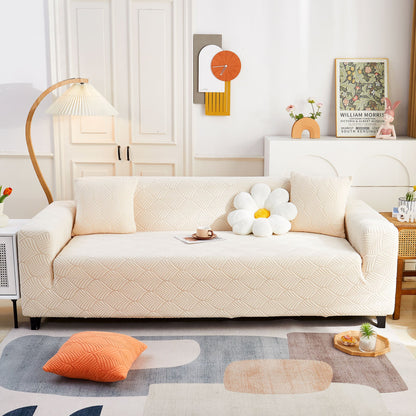 3D Leaves Jacquard Couch Slipcovers Non-Slip Cozy Stretchy Couch Covers for Sectional