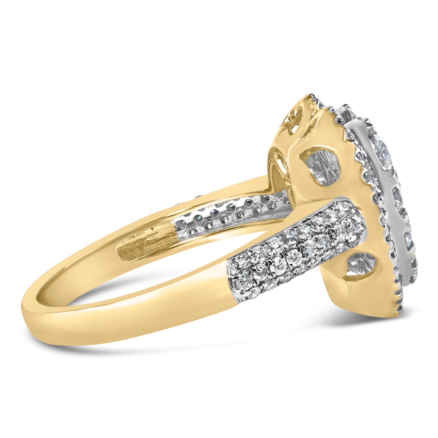 14K Yellow Gold 1 1/2 Cttw Diamond Heart Shaped Composite Ring (H-I Color, SI2-I1 Clarity) - Ring Size 7