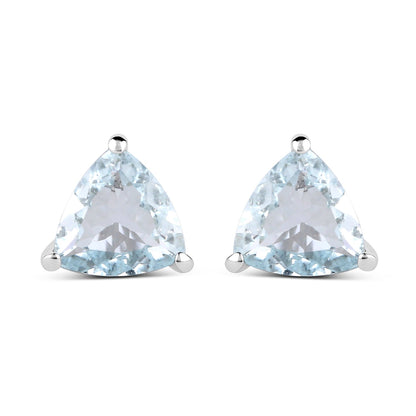 1.26 Carat Genuine Aquamarine .925 Sterling Silver Earrings