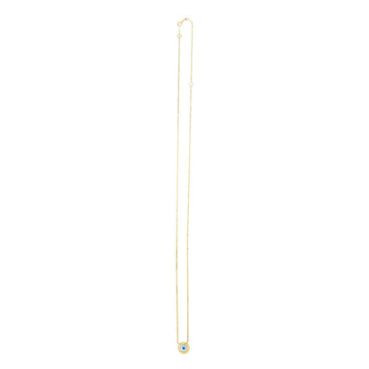 14k Yellow Gold Pearl Evil Eye Necklace