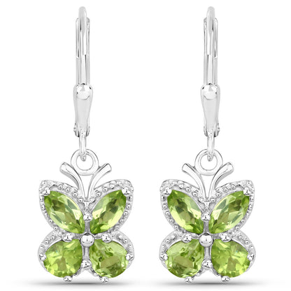 2.28 Carat Genuine Peridot .925 Sterling Silver Earrings
