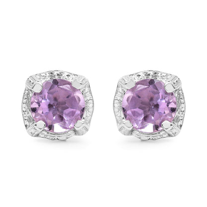 1.46 Carat Genuine Amethyst .925 Sterling Silver Earrings