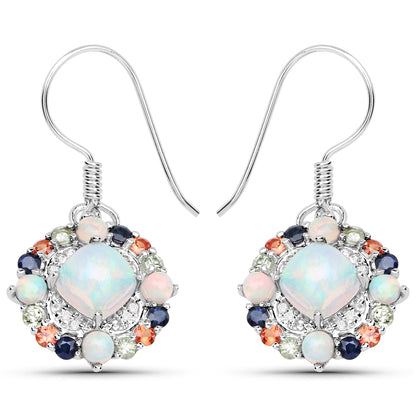 4.73 Carat Genuine Multi Stone .925 Sterling Silver Earrings