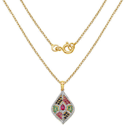 1.77 Carat Genuine Multi Stones .925 Sterling Silver Pendant