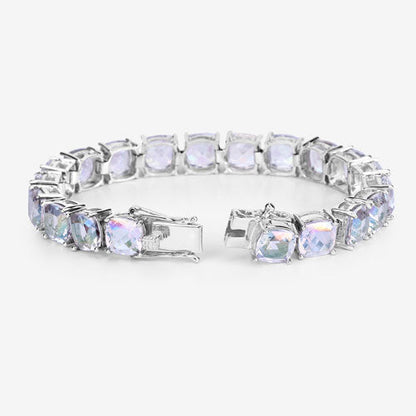 40.00 Carat Genuine Opal Rainbow Quartz .925 Sterling Silver Bracelet