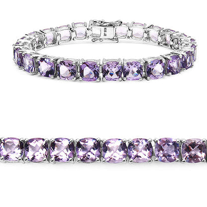 27.60 Carat Genuine Amethyst .925 Sterling Silver Bracelet