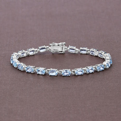 10.71 Carat Genuine Blue Topaz .925 Sterling Silver Bracelet