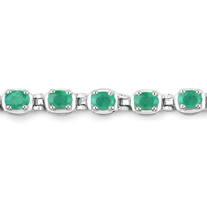 3.78 Carat Genuine Emerald .925 Sterling Silver Bracelet
