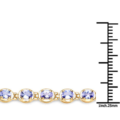 14K Yellow Gold Plated 4.59 Carat Genuine Tanzanite .925 Sterling Silver Bracelet