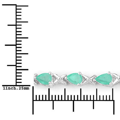 3.08 Carat Genuine Emerald .925 Sterling Silver Bracelet