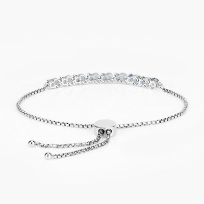1.34 Carat Genuine London Blue Topaz and White Topaz .925 Sterling Silver Bracelet