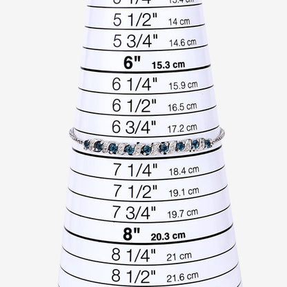 1.34 Carat Genuine London Blue Topaz and White Topaz .925 Sterling Silver Bracelet