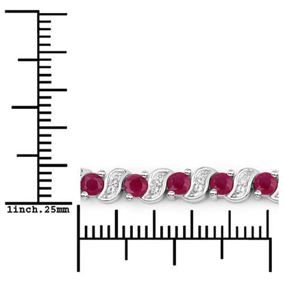 1.25 Carat Genuine Ruby and White Topaz .925 Sterling Silver Bracelet