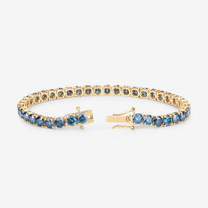 14.33 Carat Genuine Blue Diamond 14K Yellow Gold Bracelet