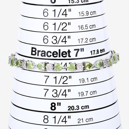 9.78 Carat Genuine Peridot and White Diamond .925 Sterling Silver Bracelet