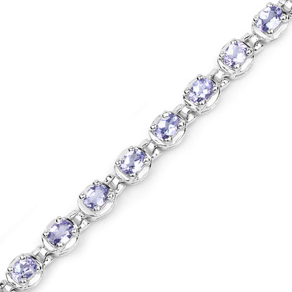 4.59 Carat Genuine Tanzanite .925 Sterling Silver Bracelet