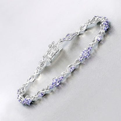 3.20 Carat Genuine Tanzanite .925 Sterling Silver Bracelet
