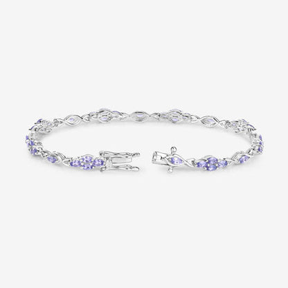 3.20 Carat Genuine Tanzanite .925 Sterling Silver Bracelet