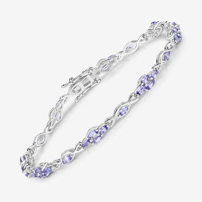 3.20 Carat Genuine Tanzanite .925 Sterling Silver Bracelet