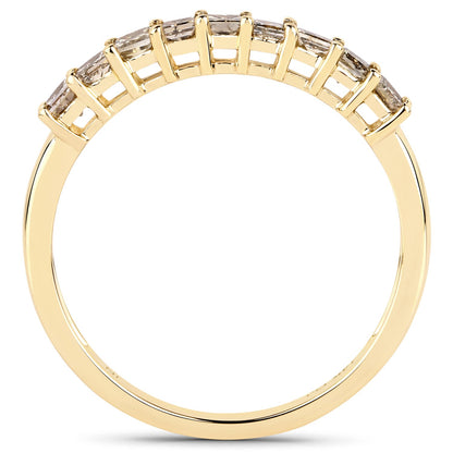 0.50 Carat Genuine Champagne Diamond 14K Yellow Gold Ring (I1-I2)