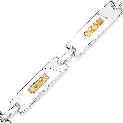 2.52 Carat Genuine Yellow Sapphire .925 Sterling Silver Bracelet