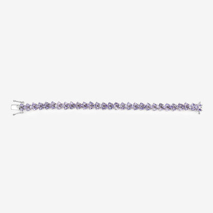 12.04 Carat Genuine Tanzanite .925 Sterling Silver Bracelet