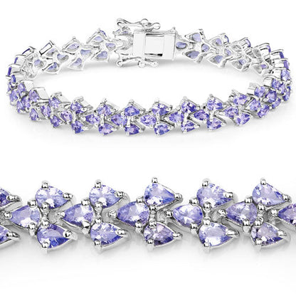 12.04 Carat Genuine Tanzanite .925 Sterling Silver Bracelet